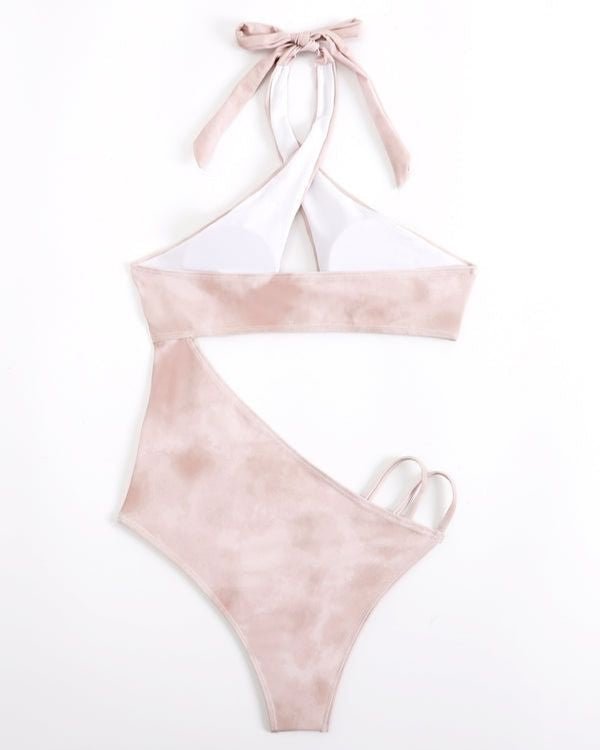 Rosa Damen Monokini asymmetrisches Design und gekreuztes Oberteil 