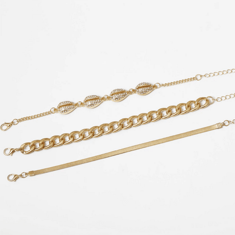 Goldene Armbänder Armketten Damen - Boho Beach Schmuck Muscheln 