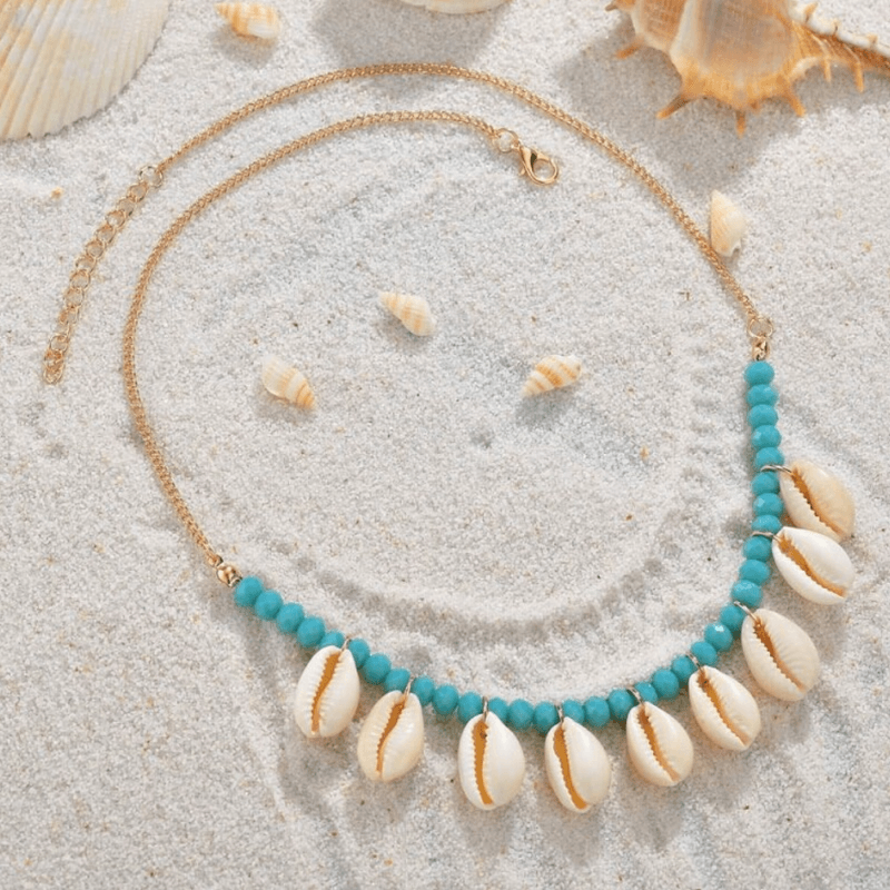 Halskette aus Perlen und Muscheln - Boho Beach Style Schmuck Accessoires Schweiz Just Style