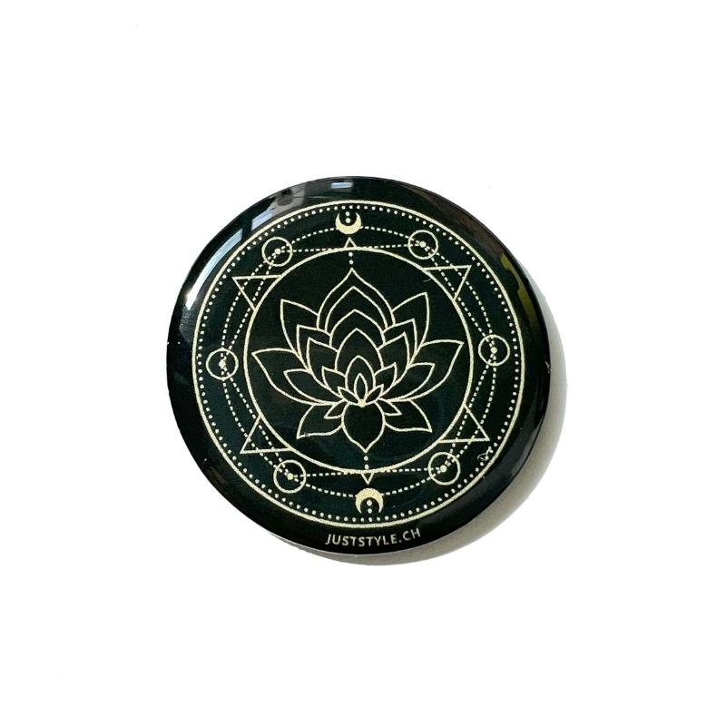 Schwarzer NFC Sticker mit Lotus Blume Symbol - Digitale Visitenkarte zum selber personalisieren 