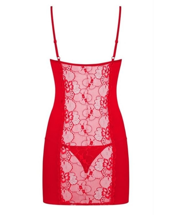 Erotisches rotes Babydoll Kleid mit Blumen Mustern und Spitzen Effekt