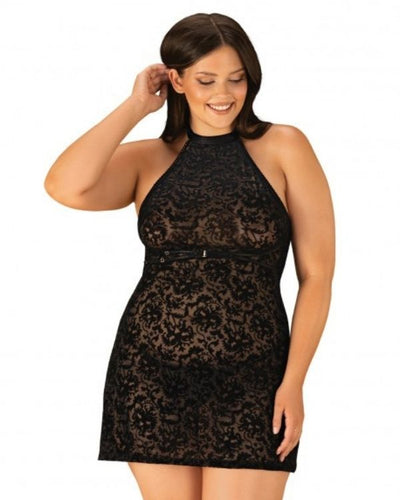 Schwarzes Mesh Dessous Kleid fuer Frauen mit grossen Groessen - Sexy Negligees Schweiz