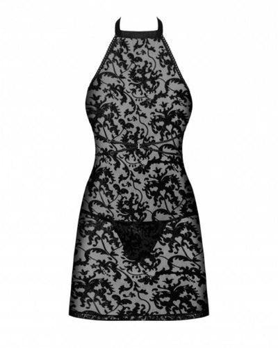 Erotisches und sexy Negligees in schwarz aus transparentem Mesh Stoff - Sexy Dessous Kleid kaufen