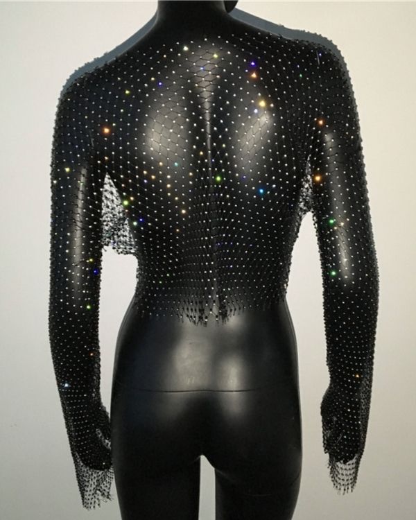 Festival Netz Shirt mit Glitzersteinen 
