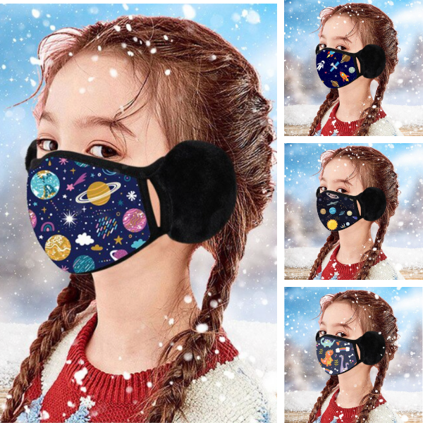 Ohrenwärmer Kindermaske Dino Planet