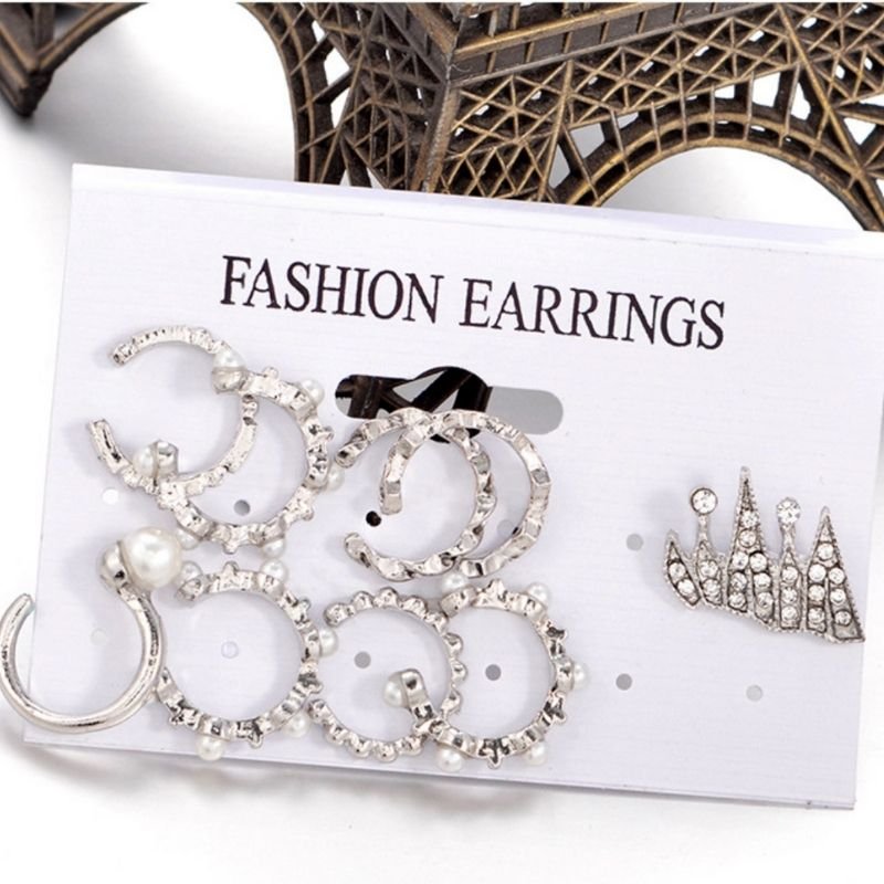 Silberne Damen Ohrringe - Modeschmuck Ohrringe Ear Cuff Set online kaufen
