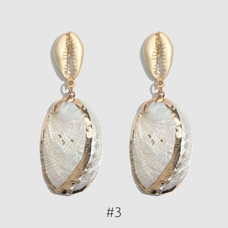 Elegante Muschel Ohrringe mit goldenen Details - Modeschmuck Damen Ohrringe kaufen Schweiz