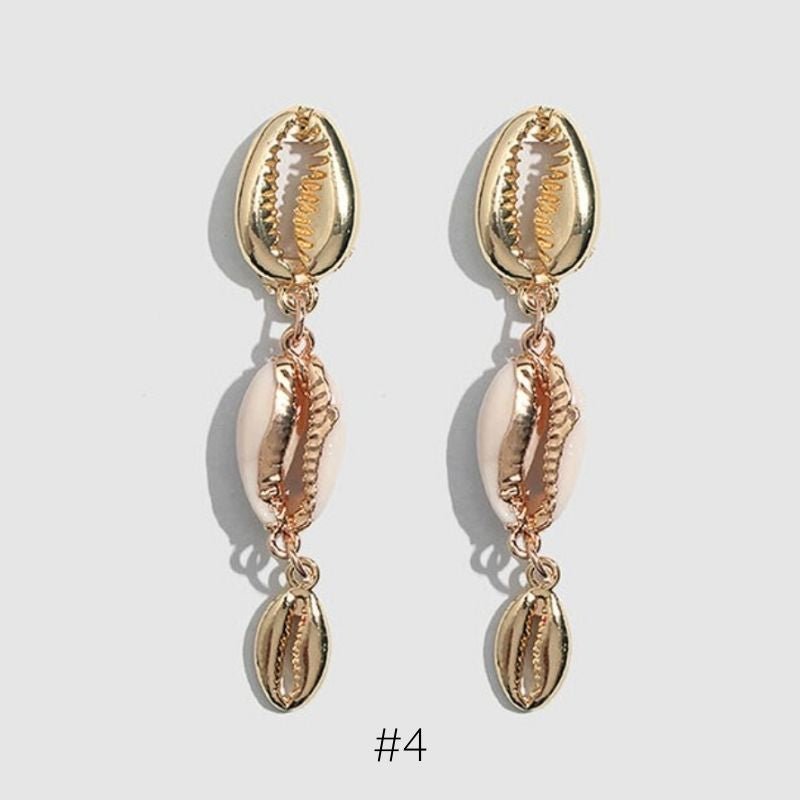 Muschel Ohrringe mit goldenen Details - Goldene Muschel Ohrringe online kaufen