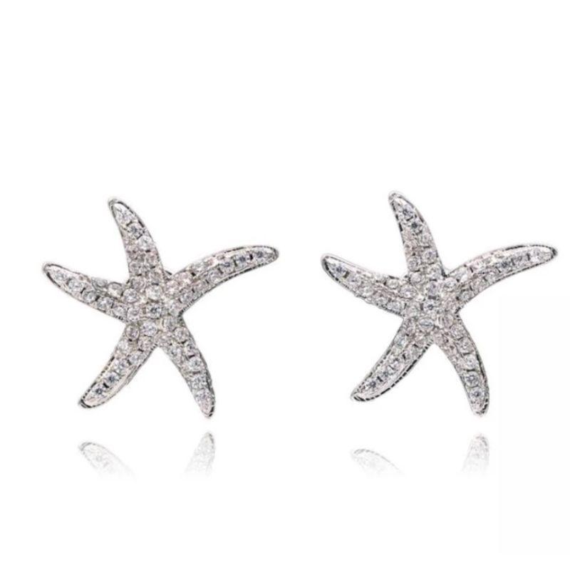 Ohrringe Silber 925 mit Mikro Kristallen - Seestern Symbole