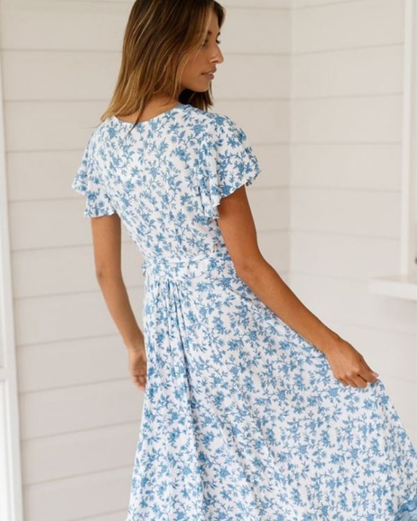Weisses Blumen Boho Paisley Kleid - Sommerkleider Damen online kaufen 