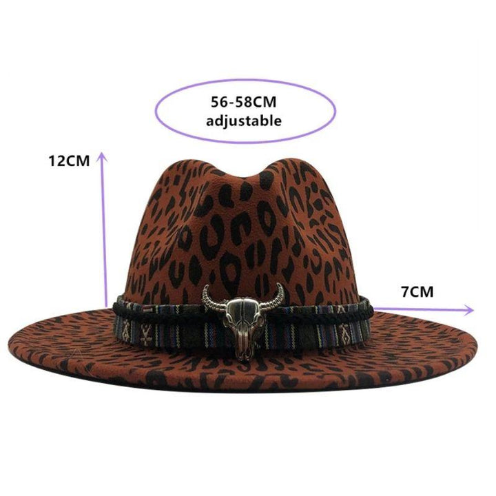 Panamahut Kopfbedeckung Unisex mit Leopard Mustern und Stierkopf Symbol