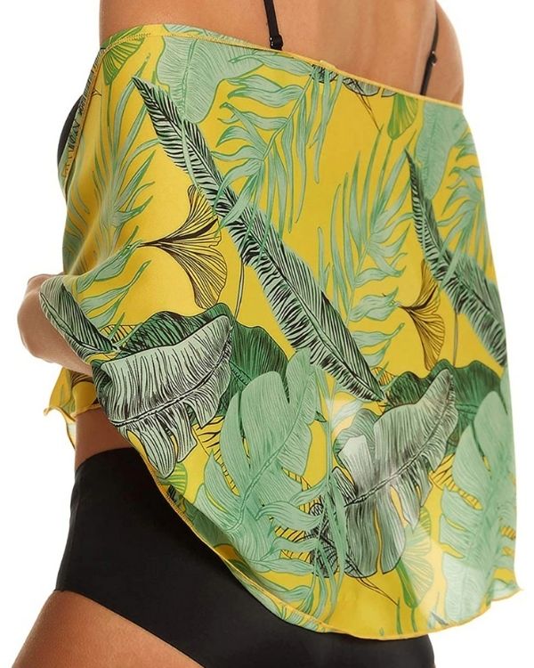 Tropical Vibe Pareo Beach Cover-Up in gelb gruen