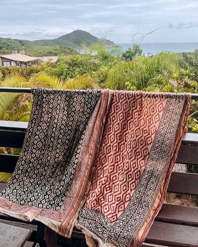 Pareos aus Baumwolle mit Blockprint Muster