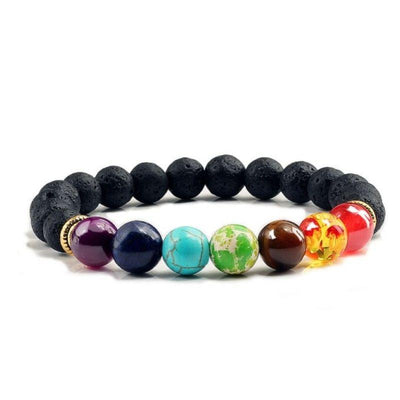 Chakra Armband aus Lavastein in schwarz
