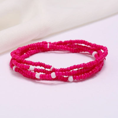 Pinke Rosa Perlenkette elastisch - Multifunktionale Perlenkette Bauchkette. 