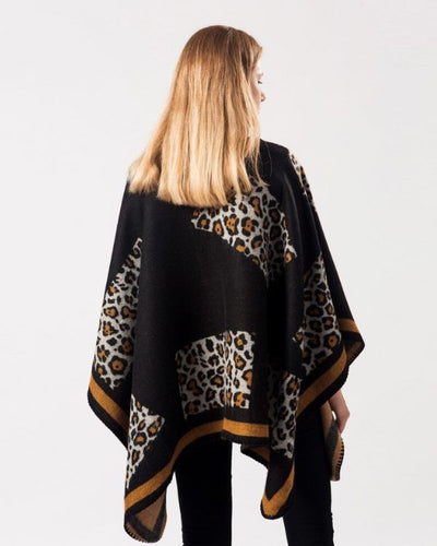 Hochwertiger Kaschmir Baumwolle Poncho Cape Damen - Leopard Muster Cape Schal online bestellen Schweiz