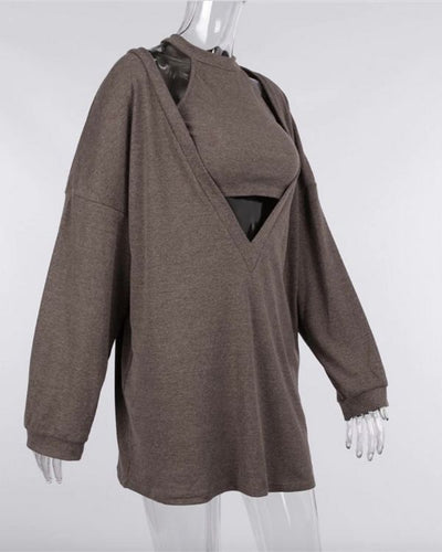 Langer Pullover Kleid Oversized Style Fashion Bekleidung Damen Just Style