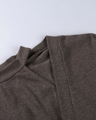 Oversized Pullover Sweater Kleid mit V-Ausschnitt und Crop top