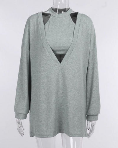Feinstrick Pullover Oversized mit Crop Top