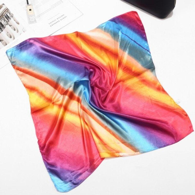 Regenbogen Bandana Foulard Seiden Tuch in buntem Farbverlauf - Kopftuch Bandana Foulard Schweiz Fashion Just Style