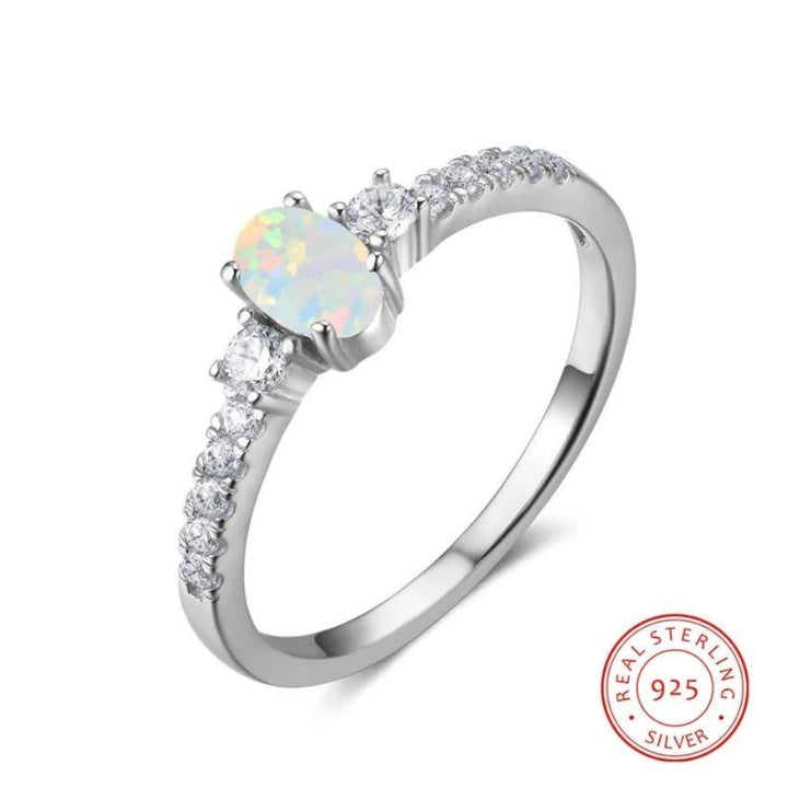 Silver Ring Sterling 925 mit Opal Stein in der Mitte - Echter Silber Opal Ring online kaufen