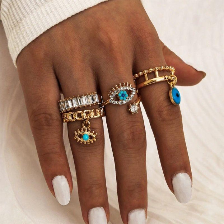 Fatima Auge Ringe Ringset Fingerringe Knucklering Knuckle Bohemian Modeschmuck Schweiz Just Style