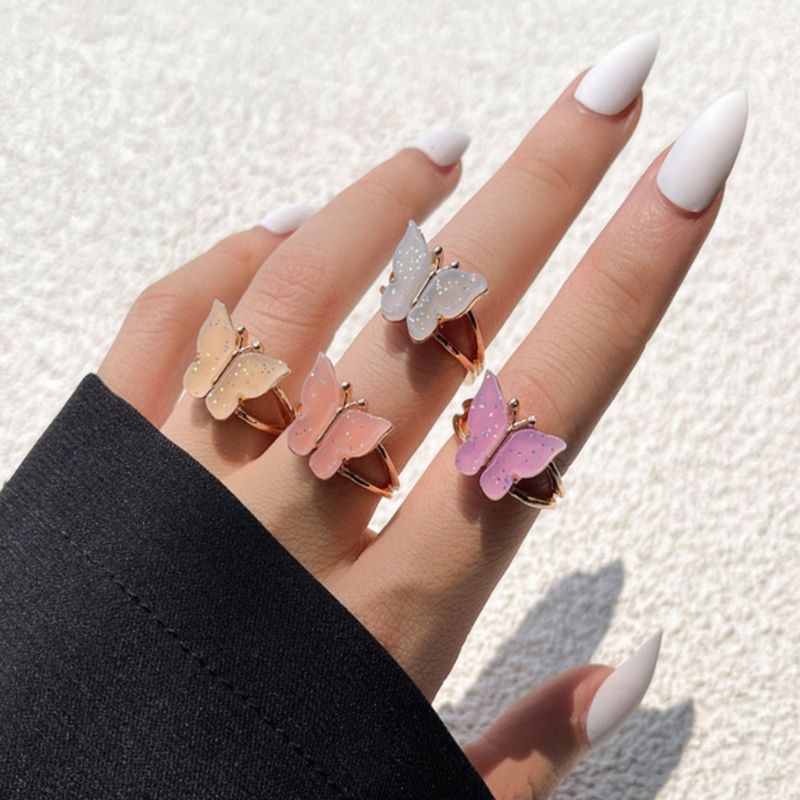 Modeschmuck Fingerring Ringe Damen - Schmetterling Ringe - Glitzernde Schmetterlinge Modeschmuck Ringe