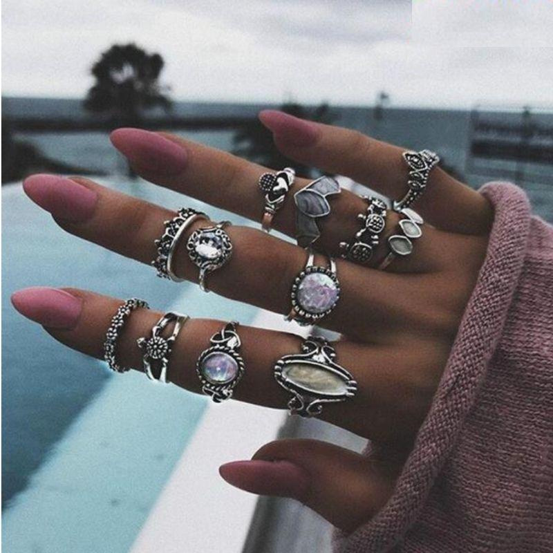 Fingerringe Boho Modeschmuck Mondsteine Ringset online kaufen Just Style Schweiz