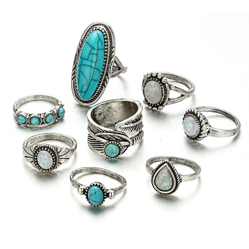 Fingerringe Set aus 8 diversen Ringen im Boho Hippie Style