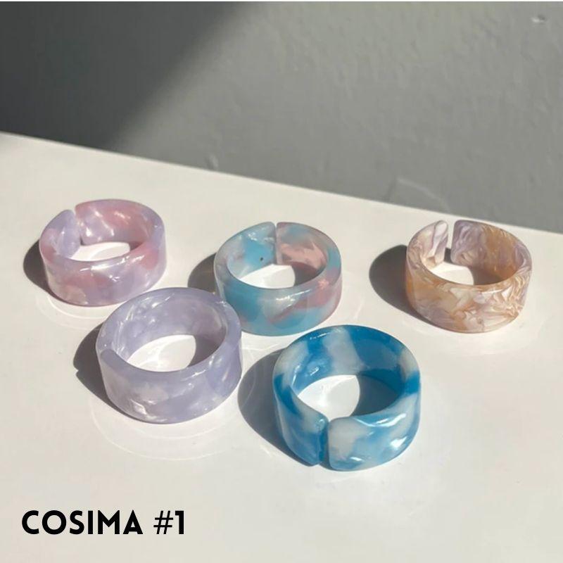 Blau Rosa Batik Farben Ring Set aus Acryl Ringen