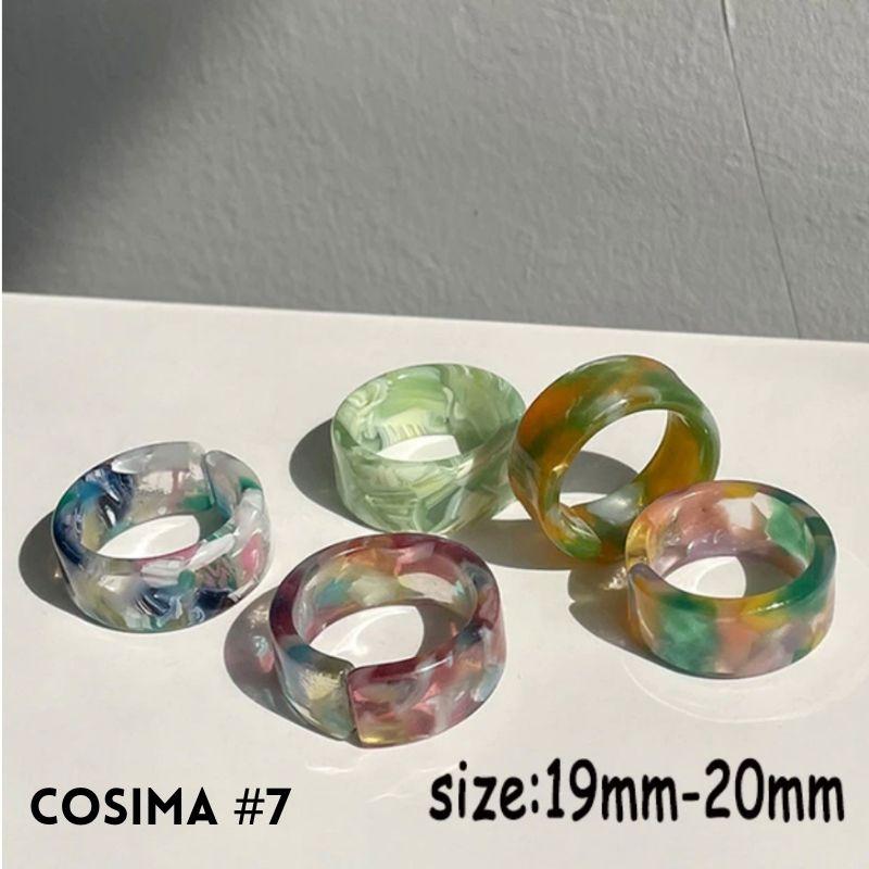 Modeschmuck Fingerringe im Vintage Retro Style - Bunte Acryl Ring Sets