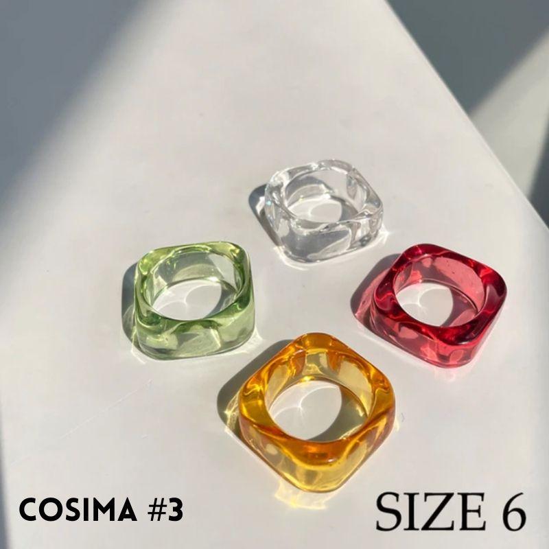 Viereckige Acryl Vintage Ringe transparenten Farben 