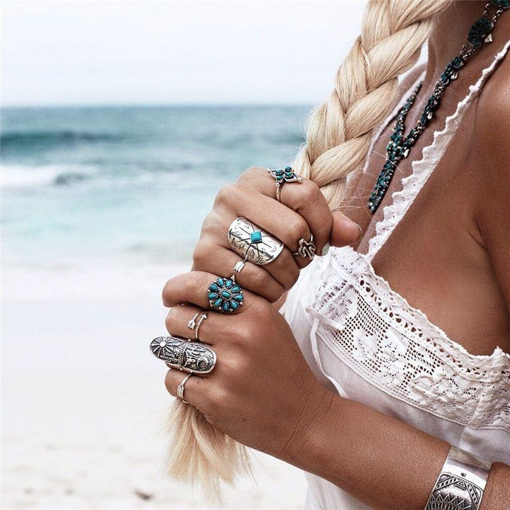 Boho Kaktus Hippie Style Modeschmuck Fingerringe Ring Sets