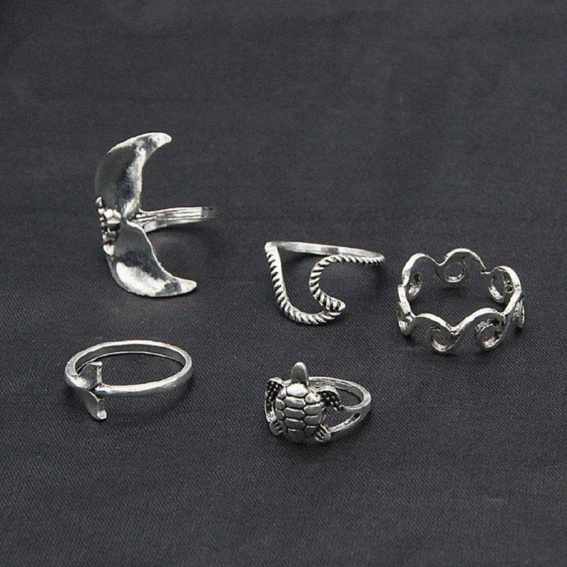 Modeschmuck Fingerringe mit Wellen Symbol und Schildkröte