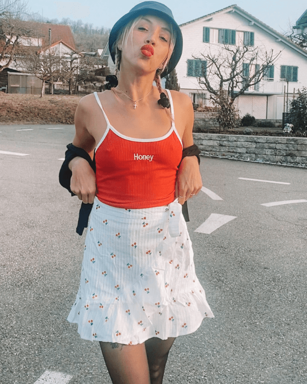 Suesser Rock Damen weiss mit Kirschen