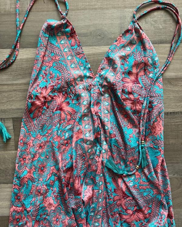 Damen Viskose Kleid mit Blumen Mustern im Boho Hippie Style