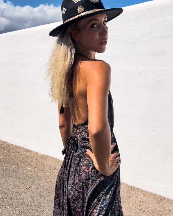 Sommerkleid rueckenfrei aus Viscose - Paisley Boho Maxikleid