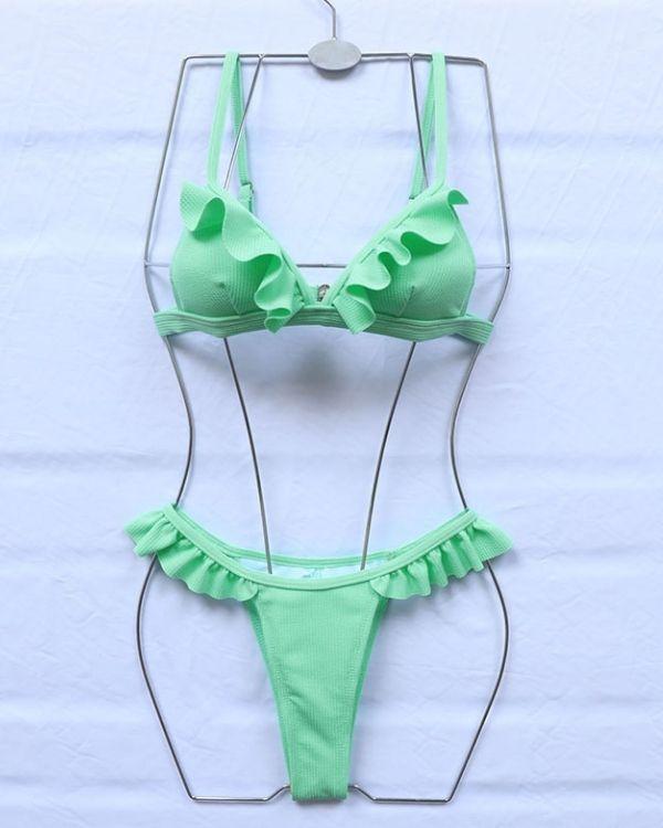 Ruffel High-Waist Bikini Triangel Oberteil verspielte Bademode Schweiz