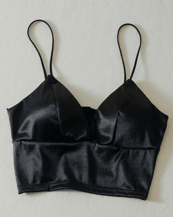 Schwarzes Satin Seiden Top