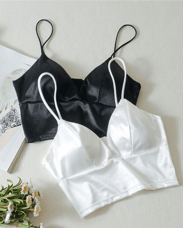 Satin Seide Top Lingerie Damen - Schwarz und weisses Top