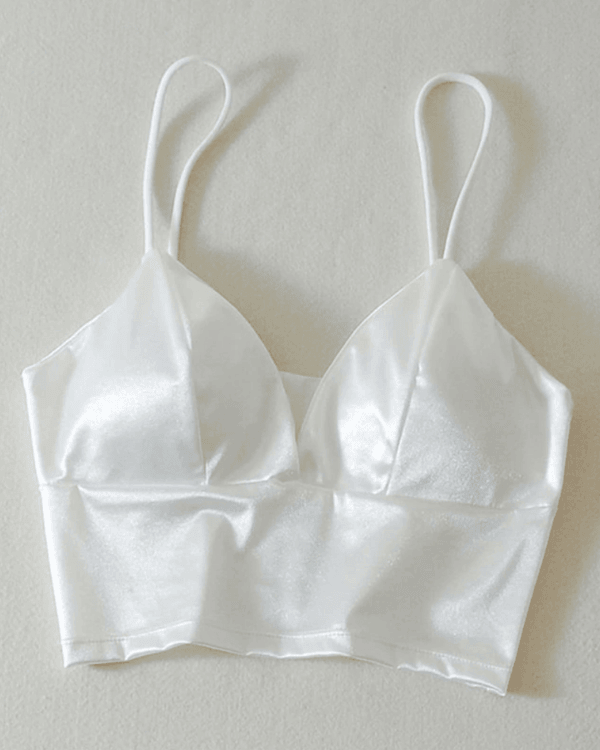 Weisses Satin Seide Top Damen