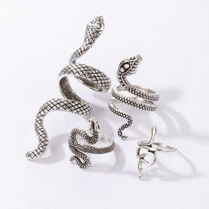 Silberne Schlangen Ringe Modeschmuck Ring Sets mit Schlangen Kopf 