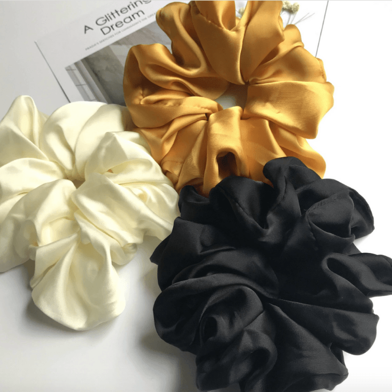 Scrunchie Haargummi schwarz, weiss, gold