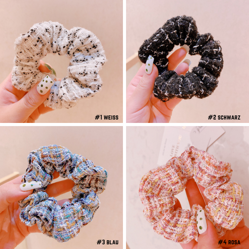 Scrunchie Auswahl schwarz weiss hellblau rosa