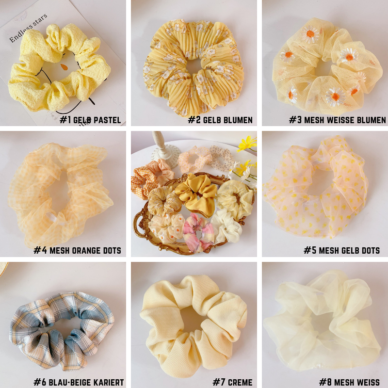 Grosse Auswahl an Haargummi Scrunchie in diversen Farben