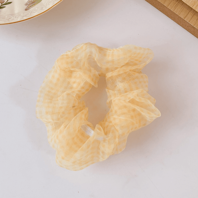 Mesh Transparent Haargummi Scrunchie gelb