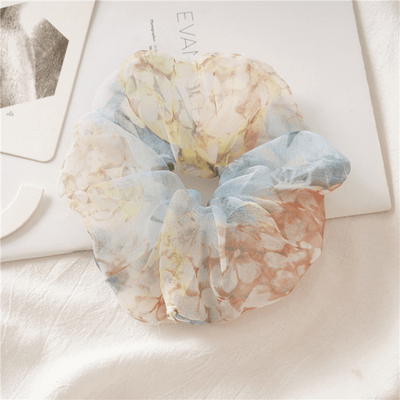 Hellblau braun Farbverlauf Scrunchie Haargummi Mesh Transparent