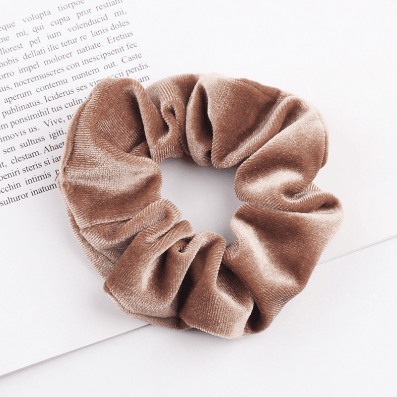 beige Samt Velvet Haargummi Scrunchie