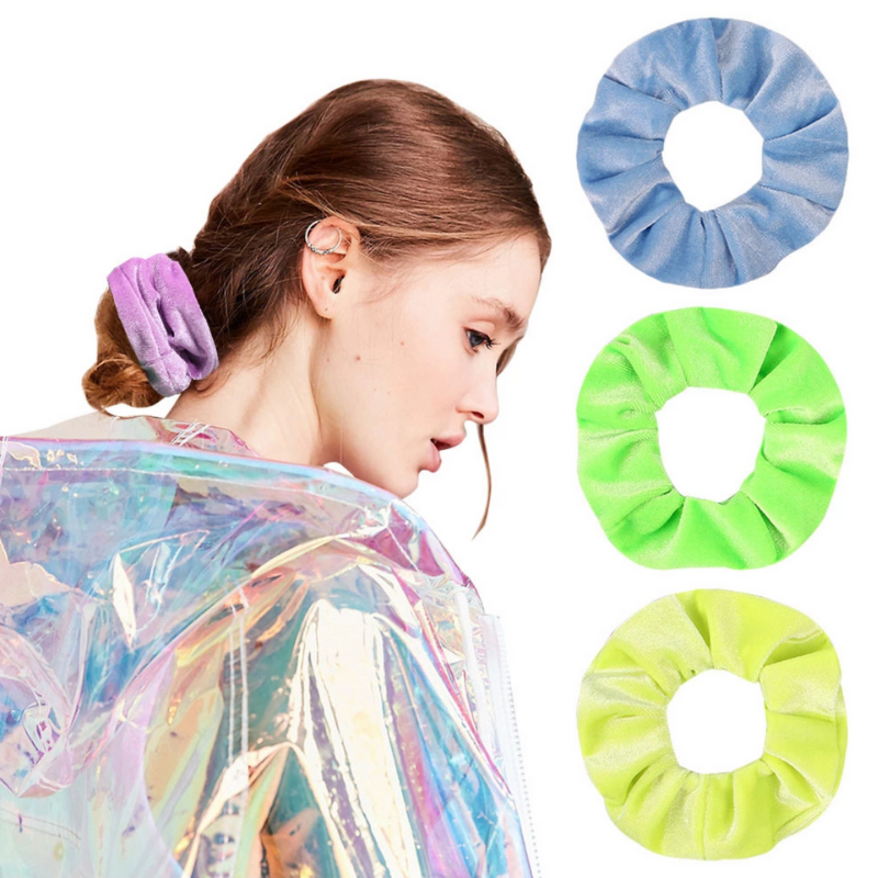 Velvet Samt Scrunchie Haargummi Pastel Farben hellblau gruen gelb