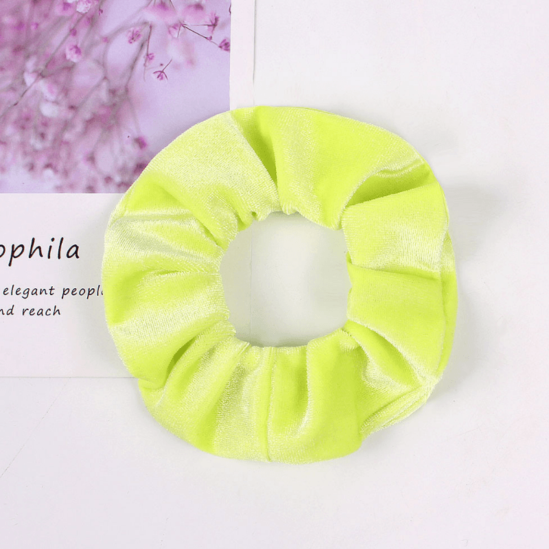 neon gelb Haargummi Scrunchie weich Velvet Samt 